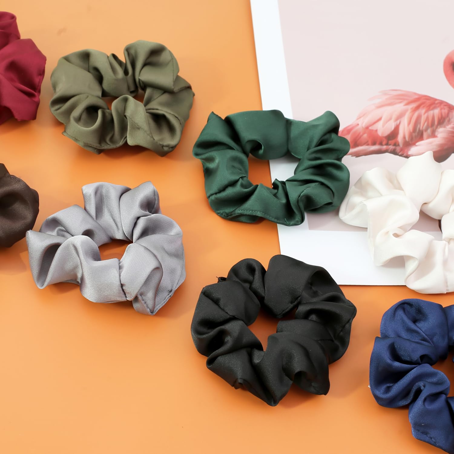 Pack de 16 coleteros de satén para mujer – Colores neutros, sujeción suave