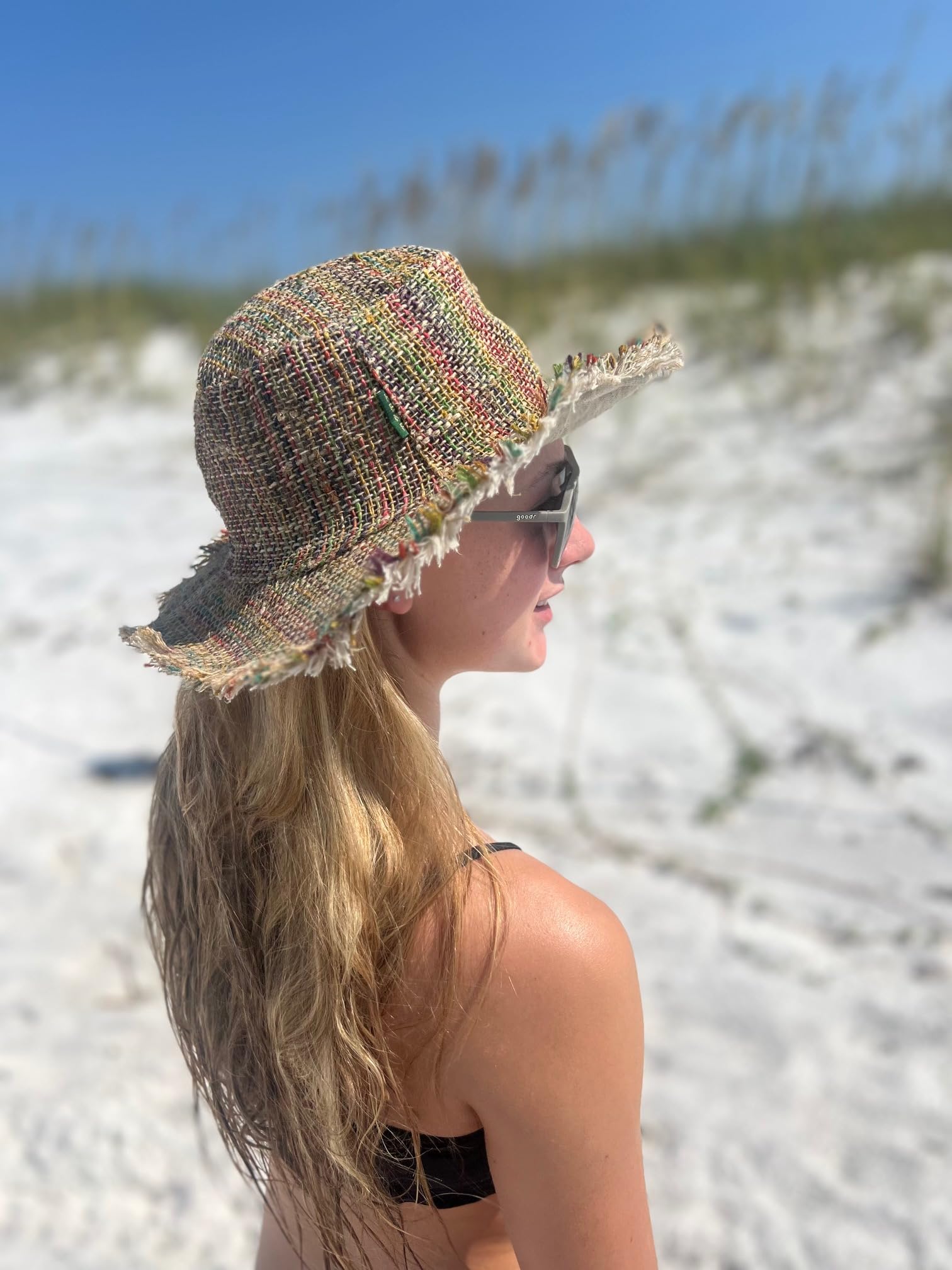 Sombrero de sol de cáñamo hecho a mano – Unisex de ala ancha, plegable, color natural