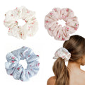 Pack de 3 coleteros de encaje floral – Coleteros para el pelo en blanco, rosa y azul