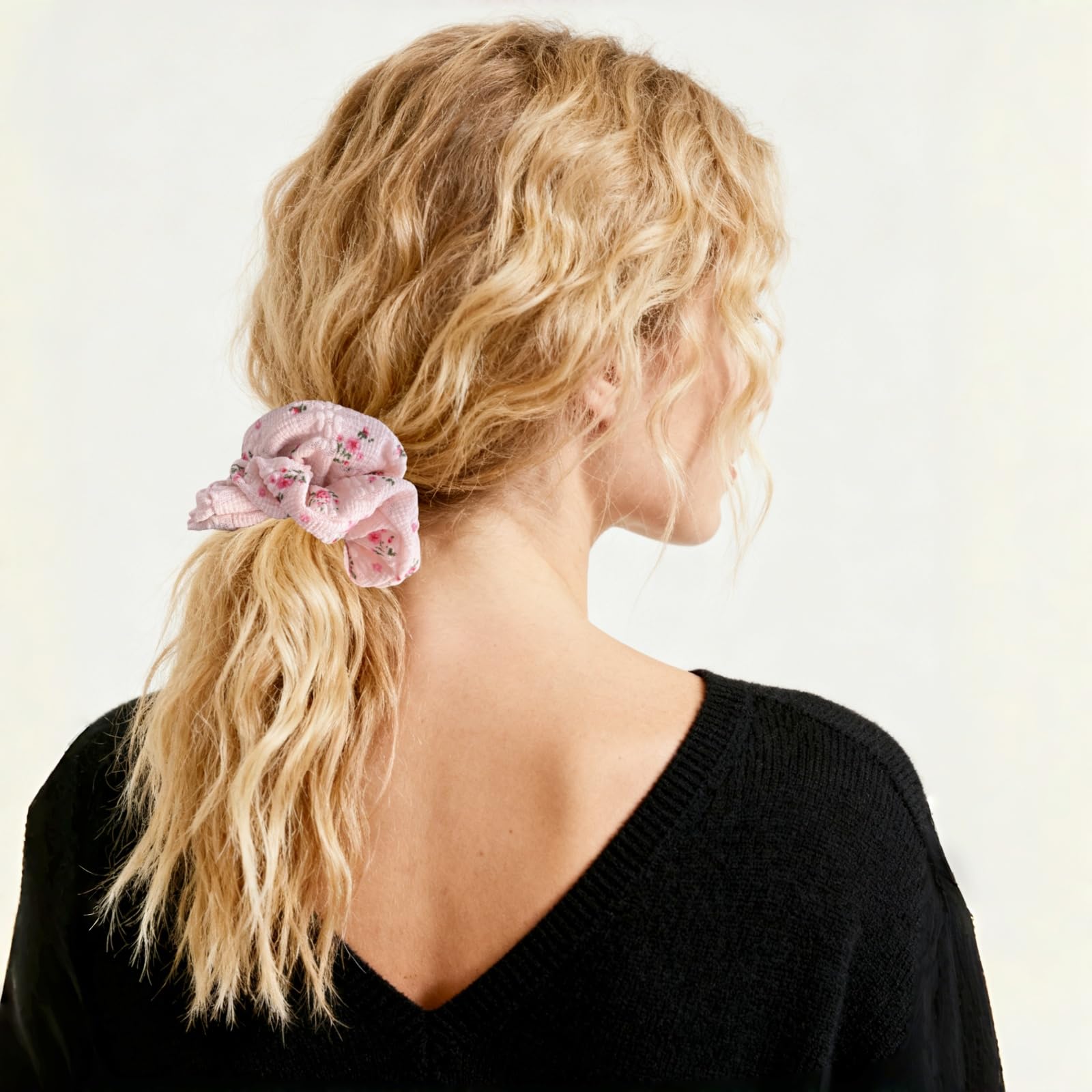 Pack de 3 coleteros de encaje floral – Coleteros para el pelo en blanco, rosa y azul