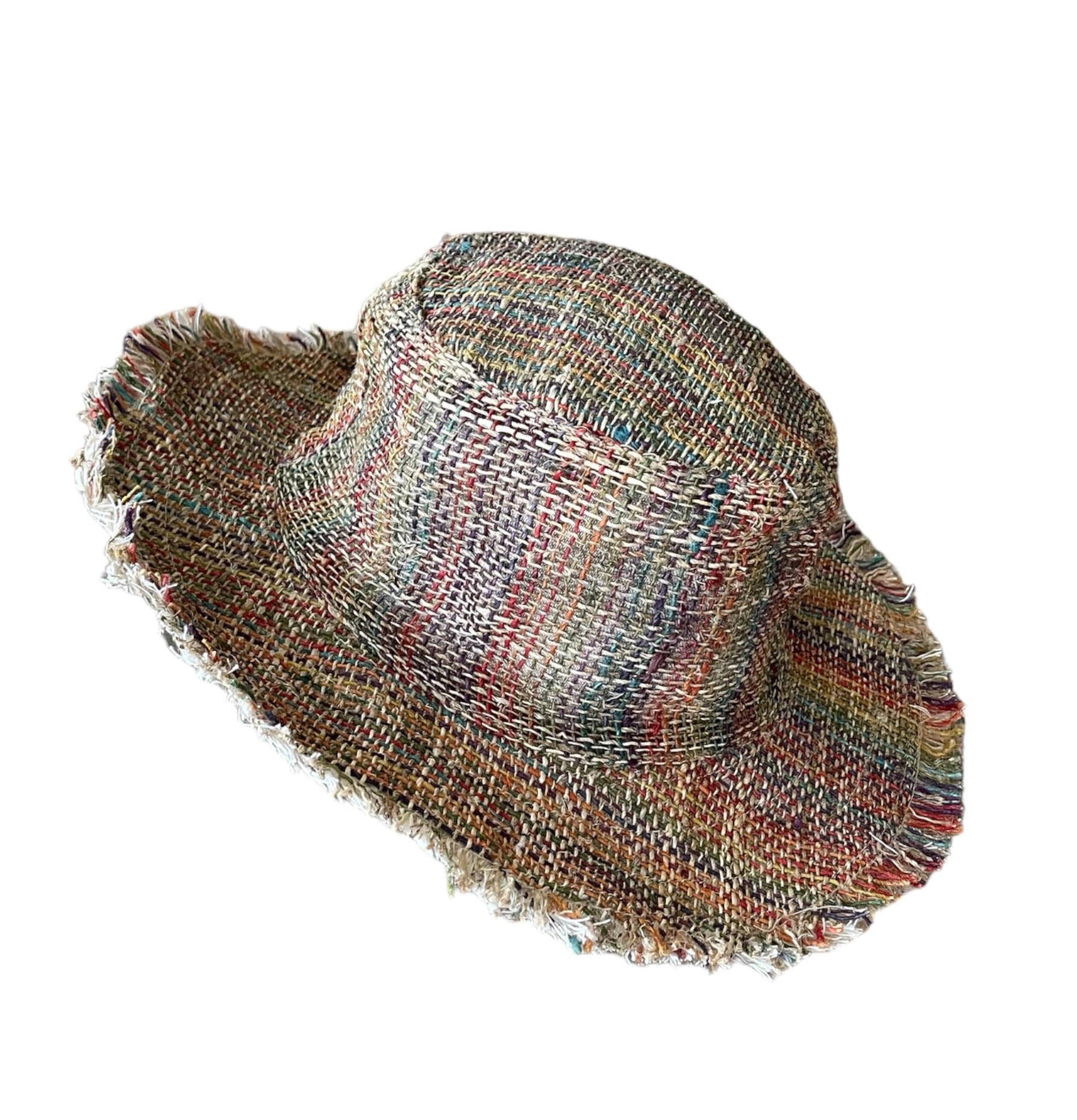 Sombrero de sol de cáñamo hecho a mano – Unisex de ala ancha, plegable, color natural