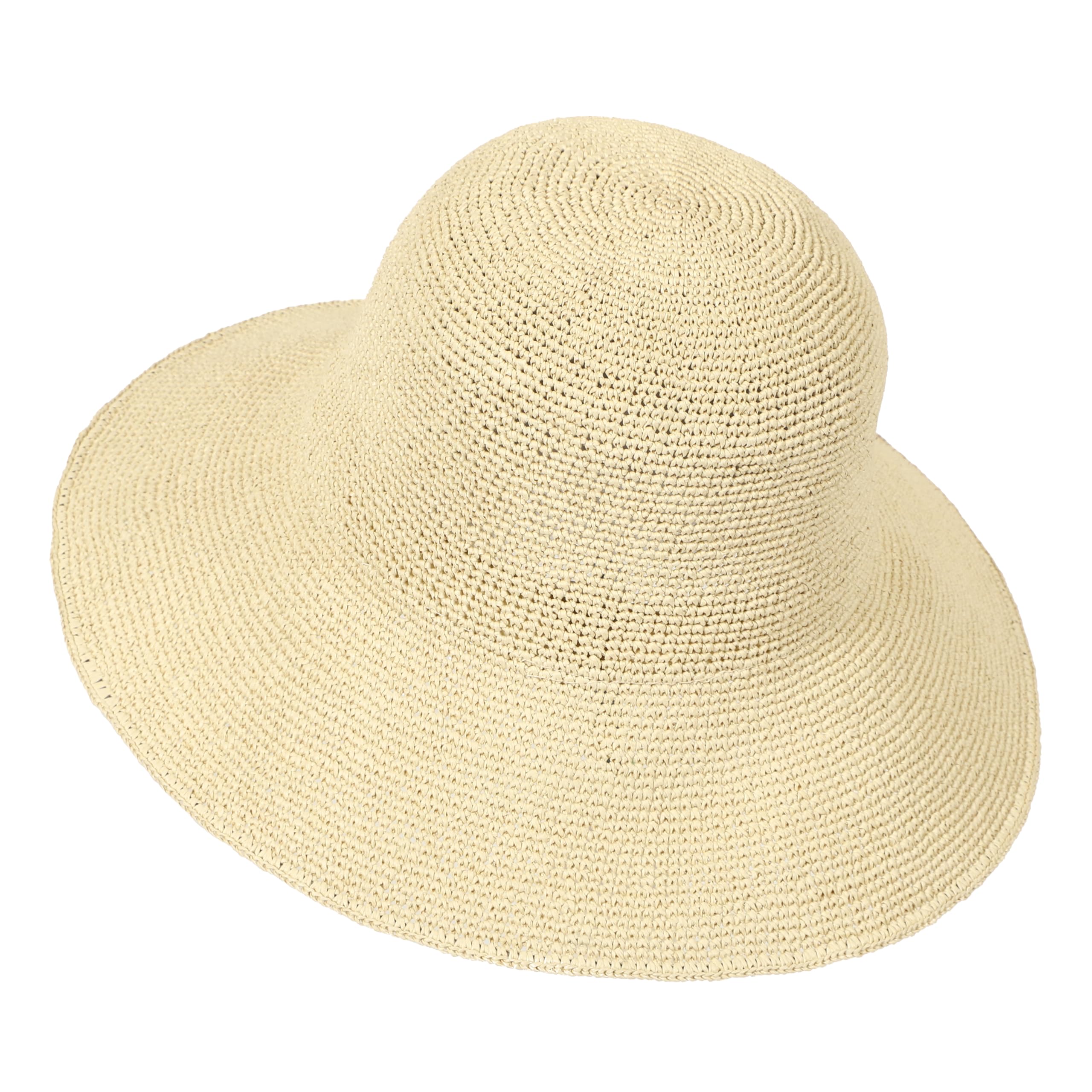 Sombrero bucket de paja plegable hecho a mano – Sombrero de sol para mujer, beige, talla S